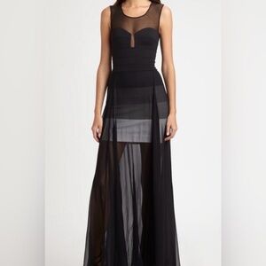BCBGMaxAzria Black Silk Overlay Dress